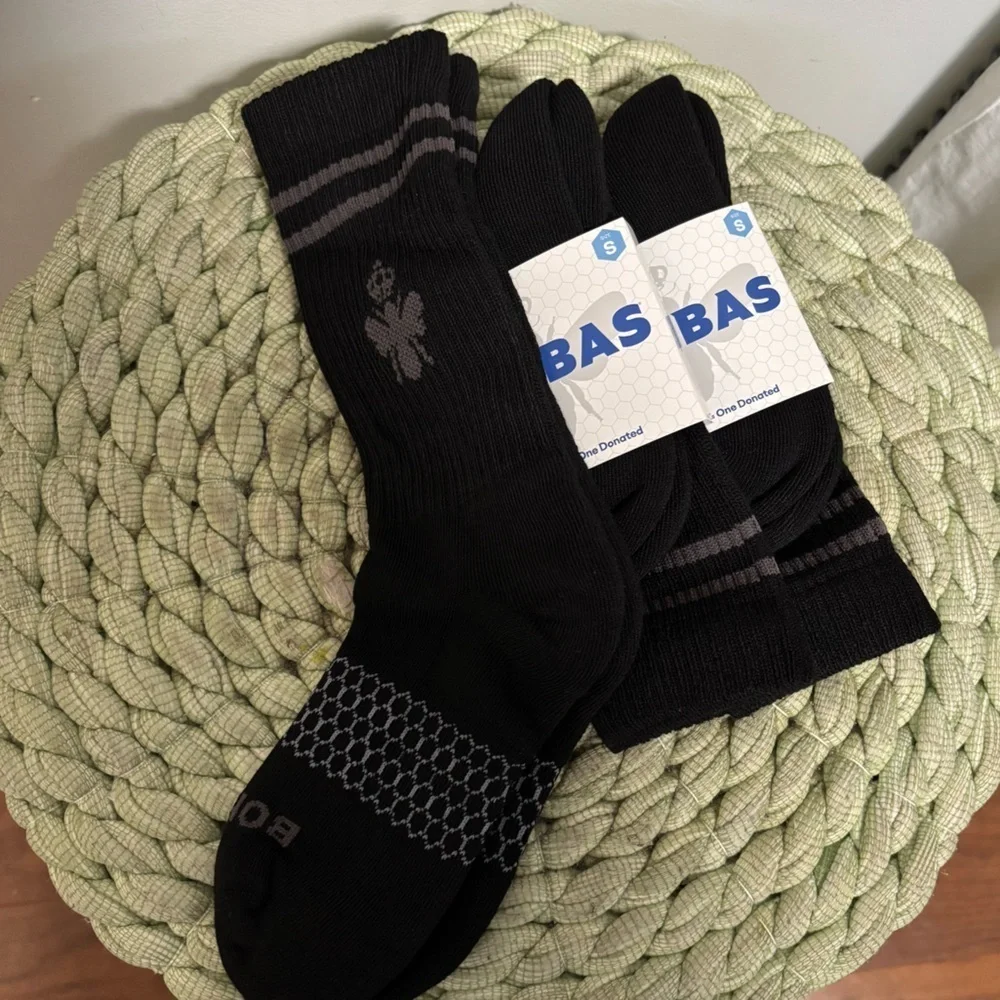 NWT BOMBAS All-Purpose Calf Black/ Gray Sock 3-Pack Small